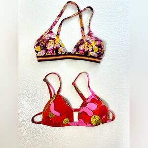 Aerie Boho Chic Floral Triangle Bikini Tops S/P